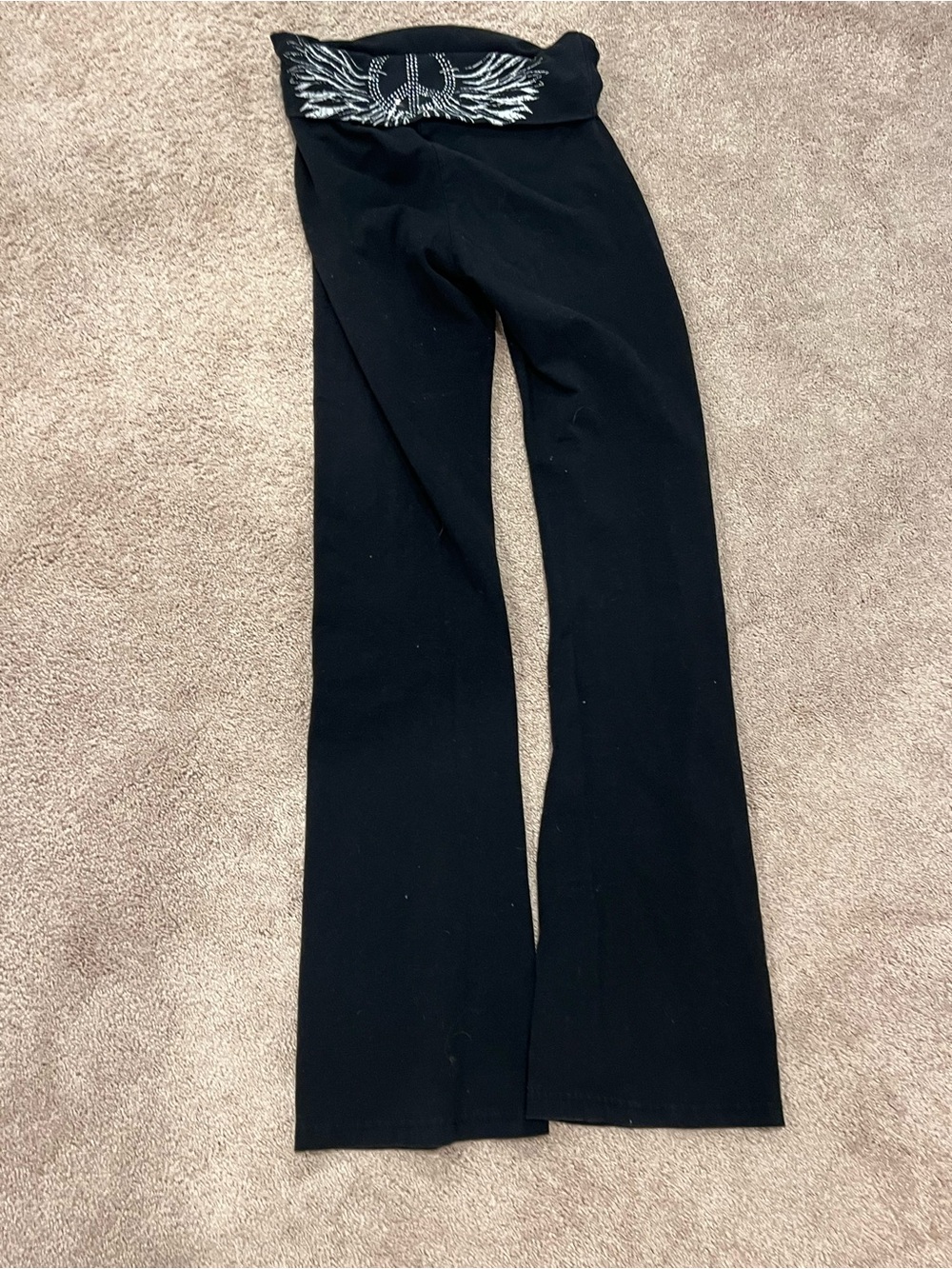 Black Leggings with Silver Wing Embellished Waist